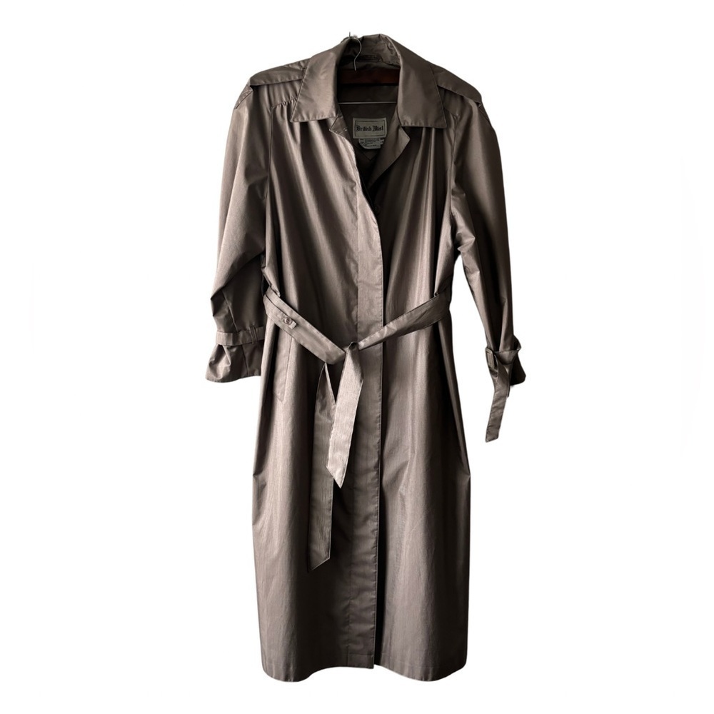 British Mist tan cream color‎ long trench coat size 12